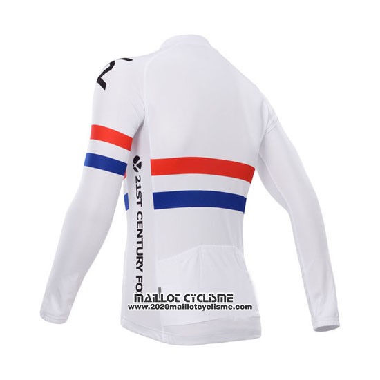 2014 Maillot Ciclismo Sky Champion Regno Unito Blanc Manches Longues et Cuissard